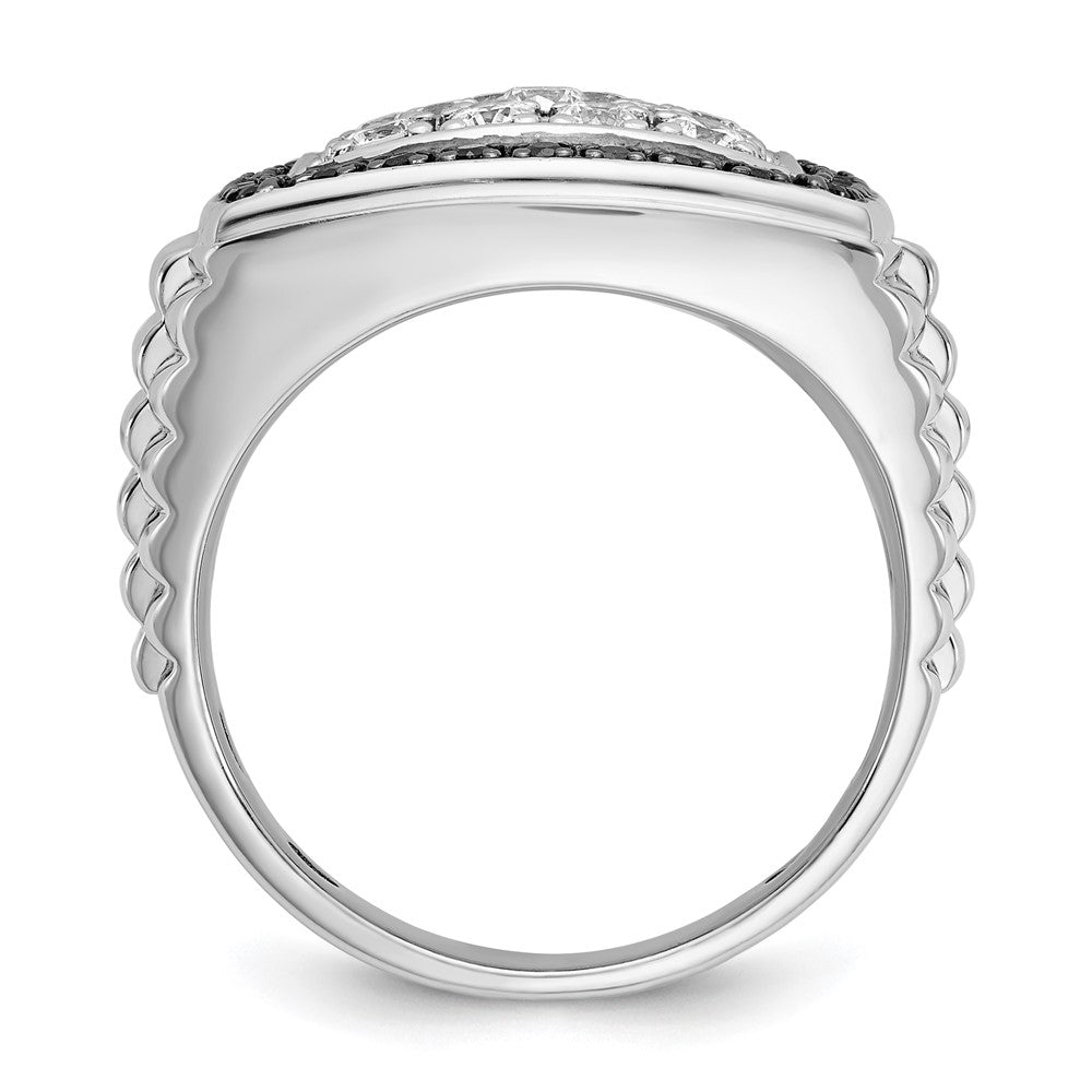 14k White Gold IBGoodman Men's Polished & Textured Cluster Ring Mtg