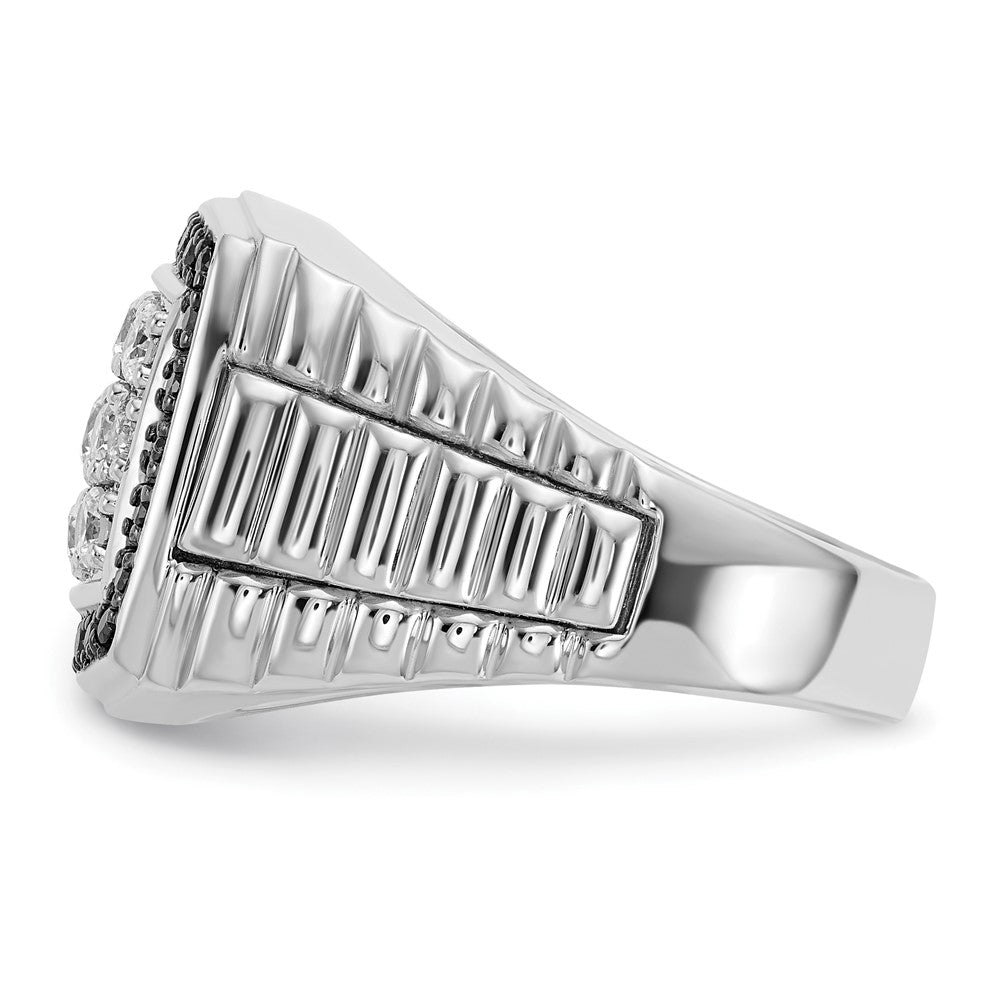 14kw IBGoodman Men's Polished & Textured Black/White Dia Cluster Ring