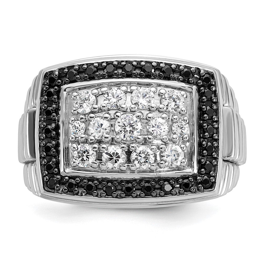 14k White Gold IBGoodman Men's Polished & Textured Cluster Ring Mtg