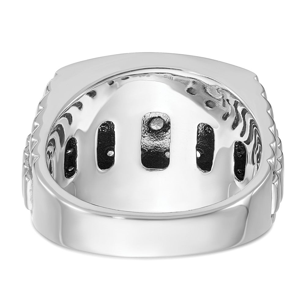 14k White Gold IBGoodman Men's Polished & Textured Cluster Ring Mtg