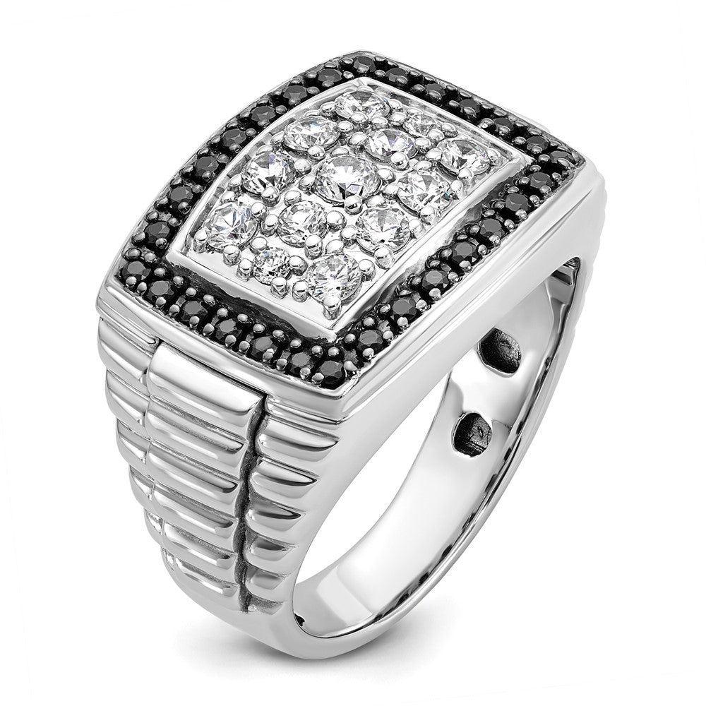14k White Gold IBGoodman Men's Polished & Textured Cluster Ring Mtg