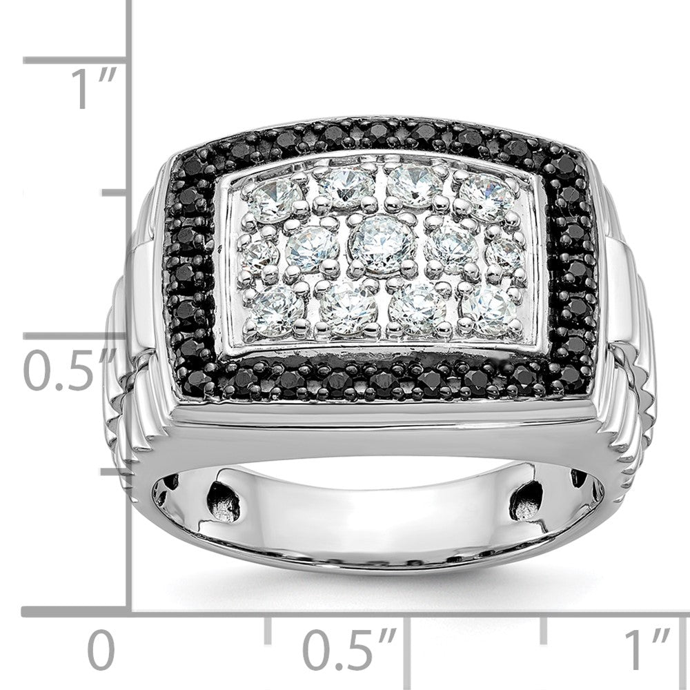 14k White Gold IBGoodman Men's Polished & Textured Cluster Ring Mtg