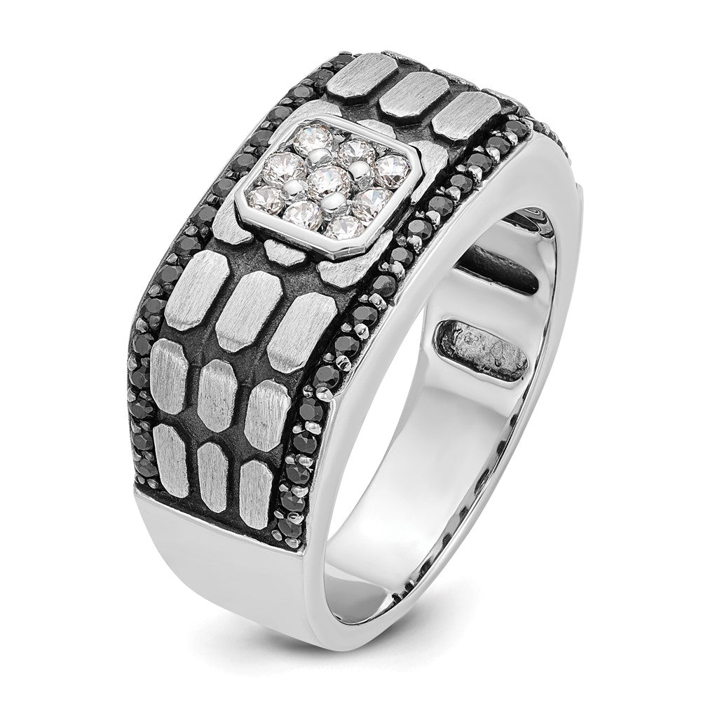 14kw w/ Black RH IBGoodman Men's Textured Black/White Diamond Ring