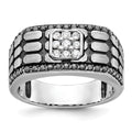 14kw w/ Black RH IBGoodman Men's Textured Black/White Diamond Ring