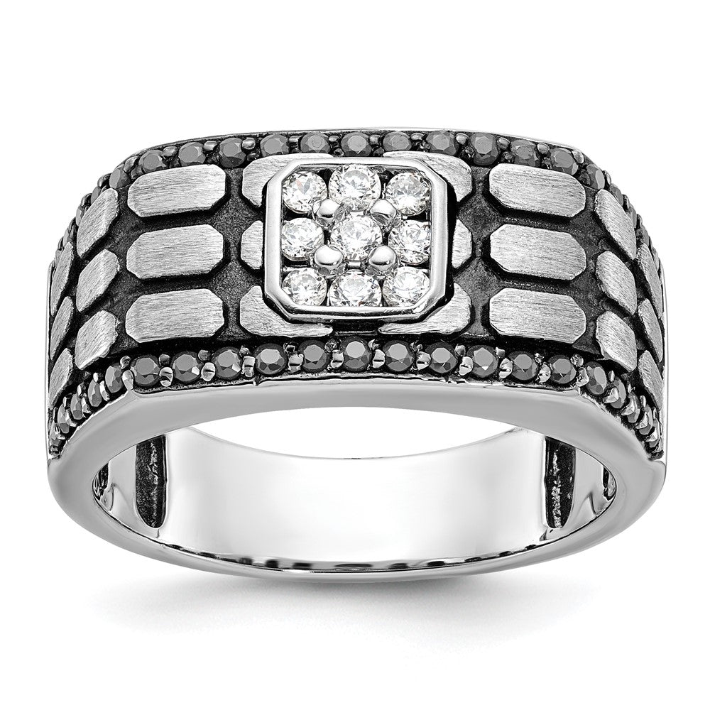 14kw w/ Black RH IBGoodman Men's Textured Black/White Diamond Ring