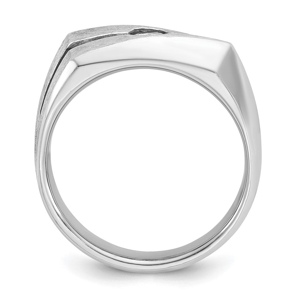 14k White Gold IBGoodman Men's w/Black Rhodium Satin Diamond Complete Ring