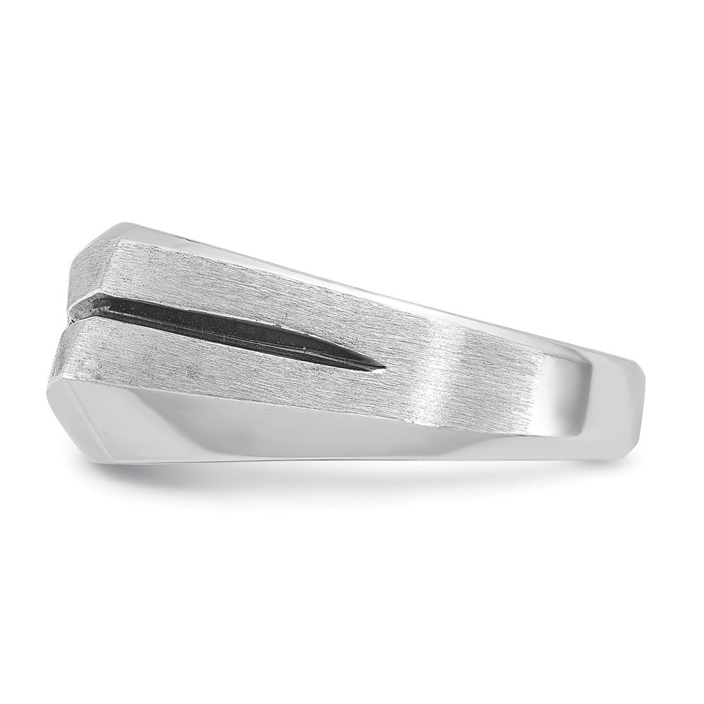 14k White Gold IBGoodman Men's w/Black Rhodium Satin Diamond Complete Ring
