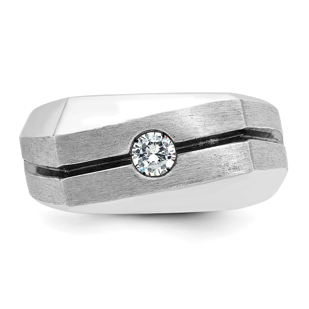 14k White Gold IBGoodman Men's w/Black Rhodium Satin Diamond Complete Ring