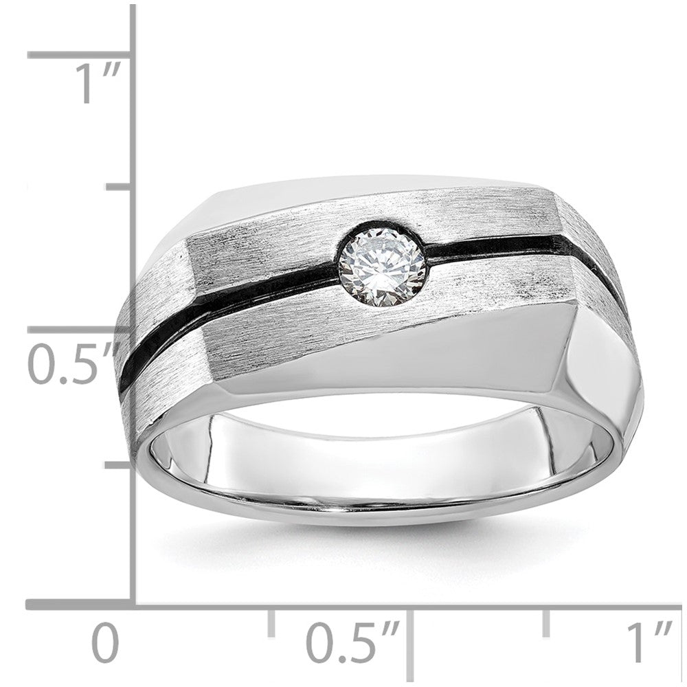 14k White Gold IBGoodman Men's w/Black Rhodium Satin Diamond Complete Ring