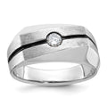 14k White Gold IBGoodman Men's w/Black Rhodium Satin Diamond Complete Ring