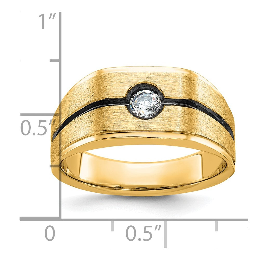 10k IBGoodman Men's w/Black Rhodium Satin Diamond Complete Ring