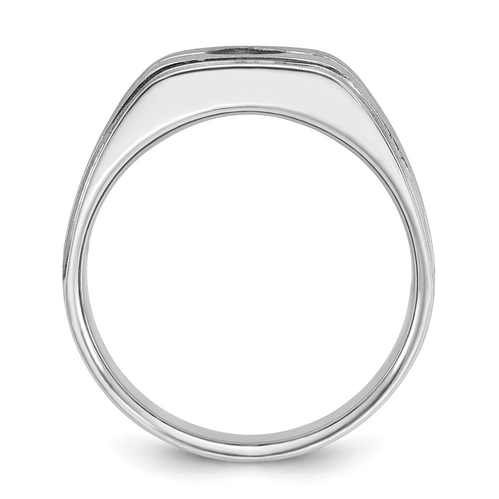 14k White Gold IBGoodman Men's w/Black Rhodium Satin Diamond Complete Ring