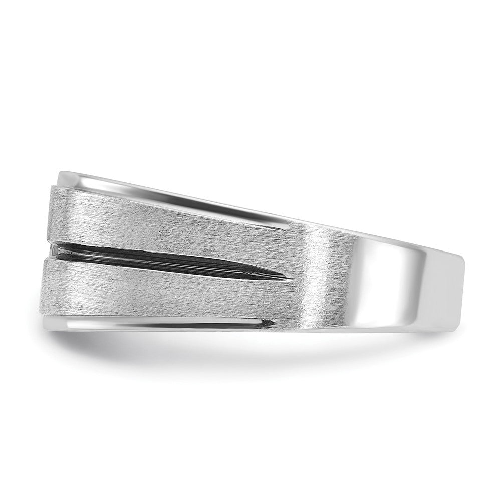 14k White Gold IBGoodman Men's w/Black Rhodium Satin Diamond Complete Ring