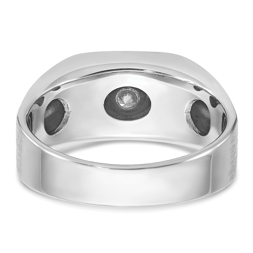 14k White Gold IBGoodman Men's w/Black Rhodium Satin Diamond Complete Ring