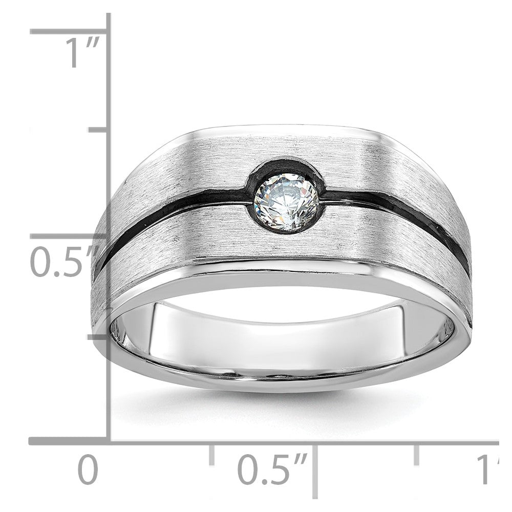 14k White Gold IBGoodman Men's w/Black Rhodium Satin Diamond Complete Ring