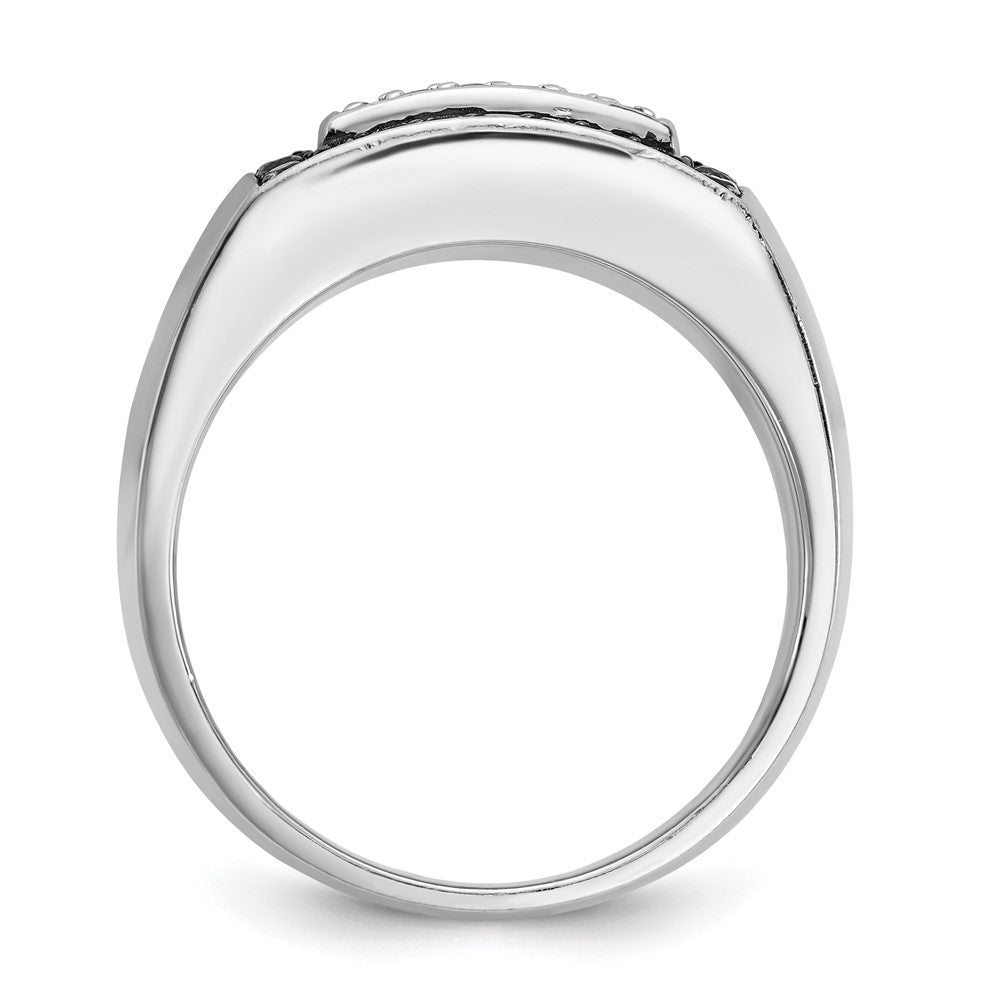 14kw IBGoodman Men's Polished Black/White Dia Rectangular Cluster Ring