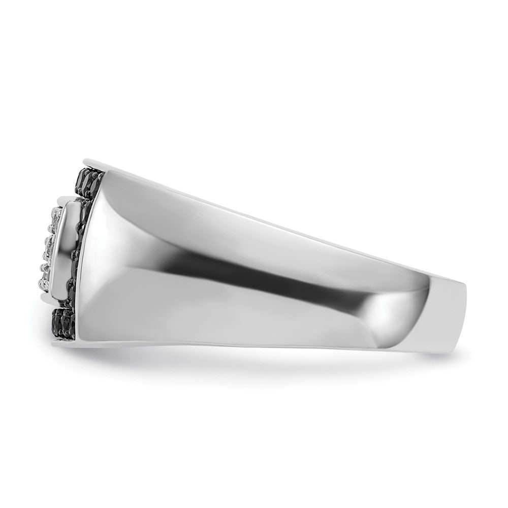 14kw IBGoodman Men's Polished Black/White Dia Rectangular Cluster Ring