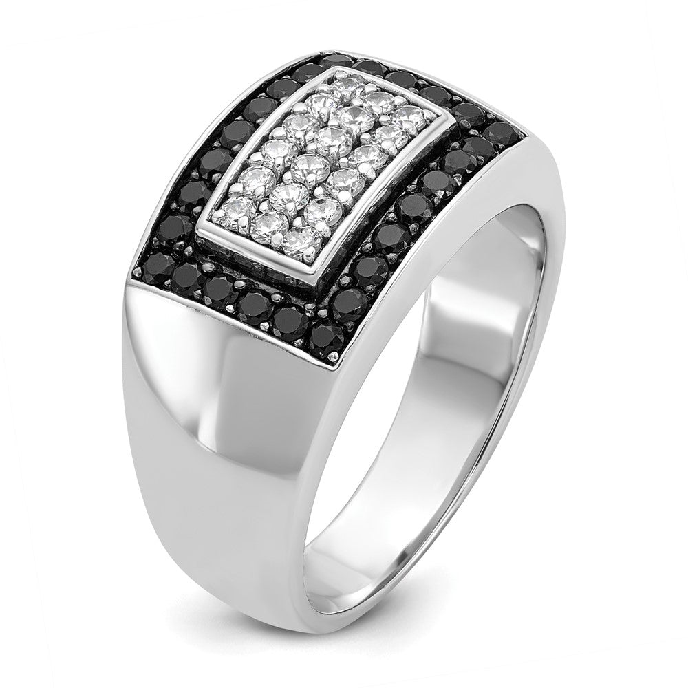 14k White Gold IBGoodman Men's Polished Rectangular Cluster Ring Mtg