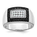 14kw IBGoodman Men's Polished Black/White Dia Rectangular Cluster Ring