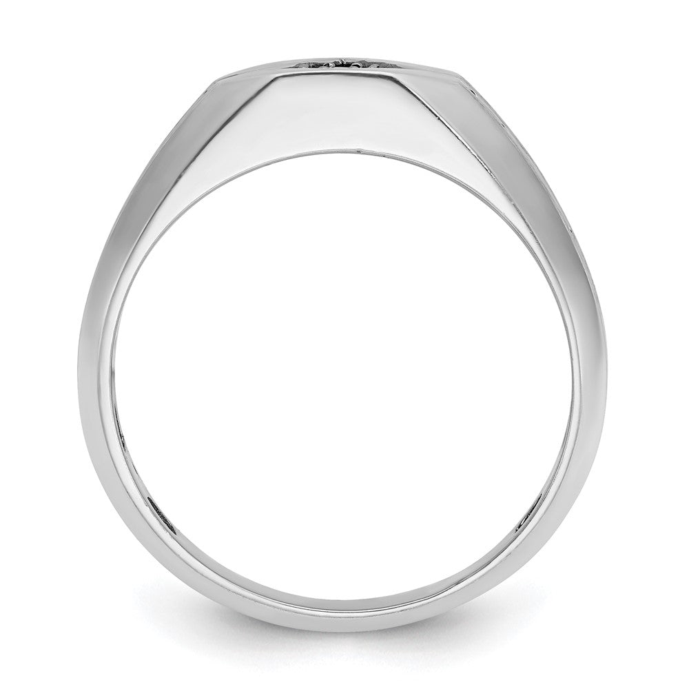 14k White Gold IBGoodman Men's Polished Satin & Grooved Ring Mtg