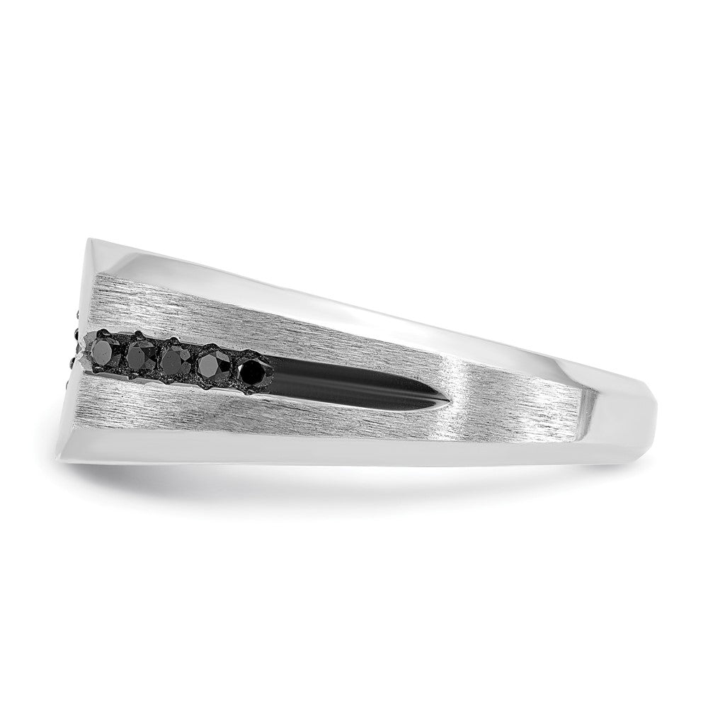 14kw w/ Blk RH IBGoodman Men's Satin Black & White Diamond Ring