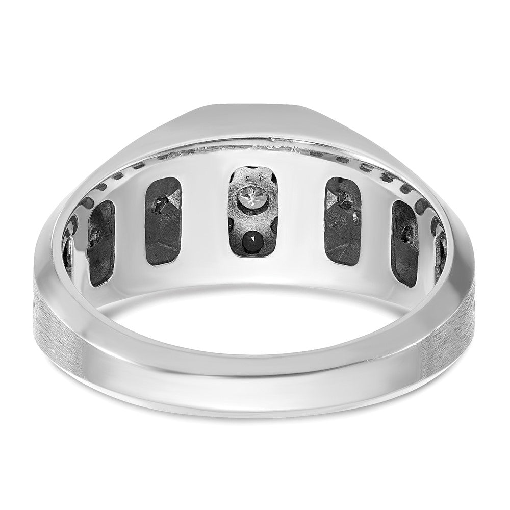 14kw w/ Blk RH IBGoodman Men's Satin Black & White Diamond Ring
