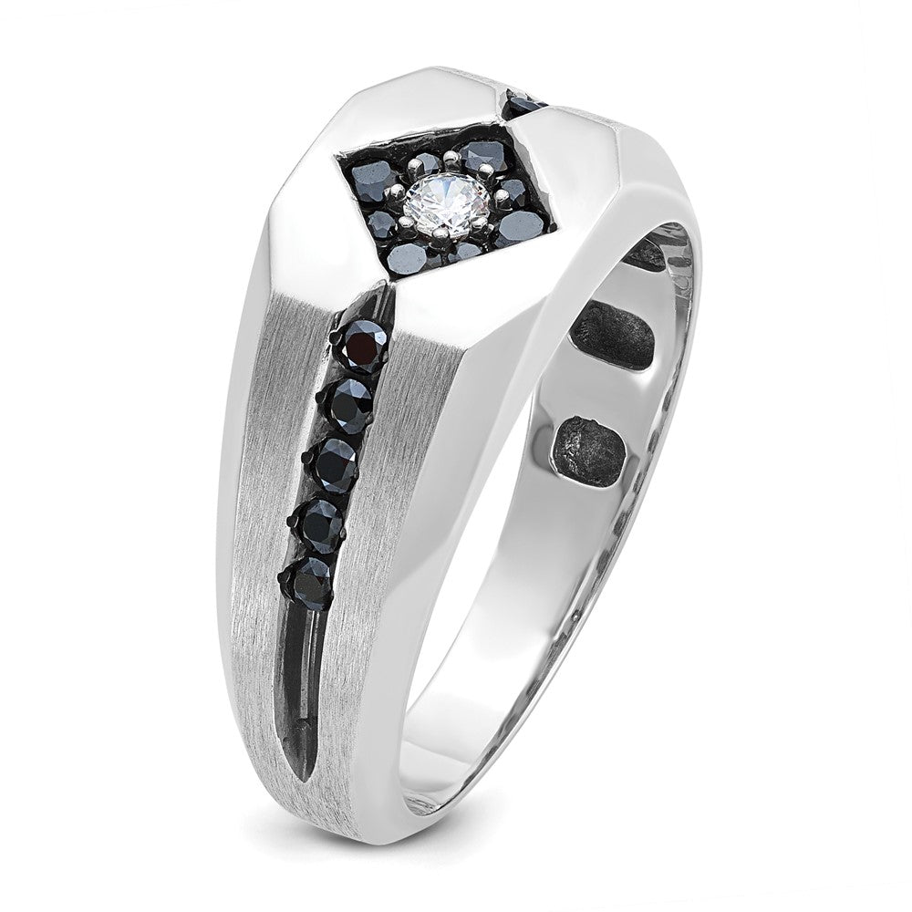 14kw w/ Blk RH IBGoodman Men's Satin Black & White Diamond Ring