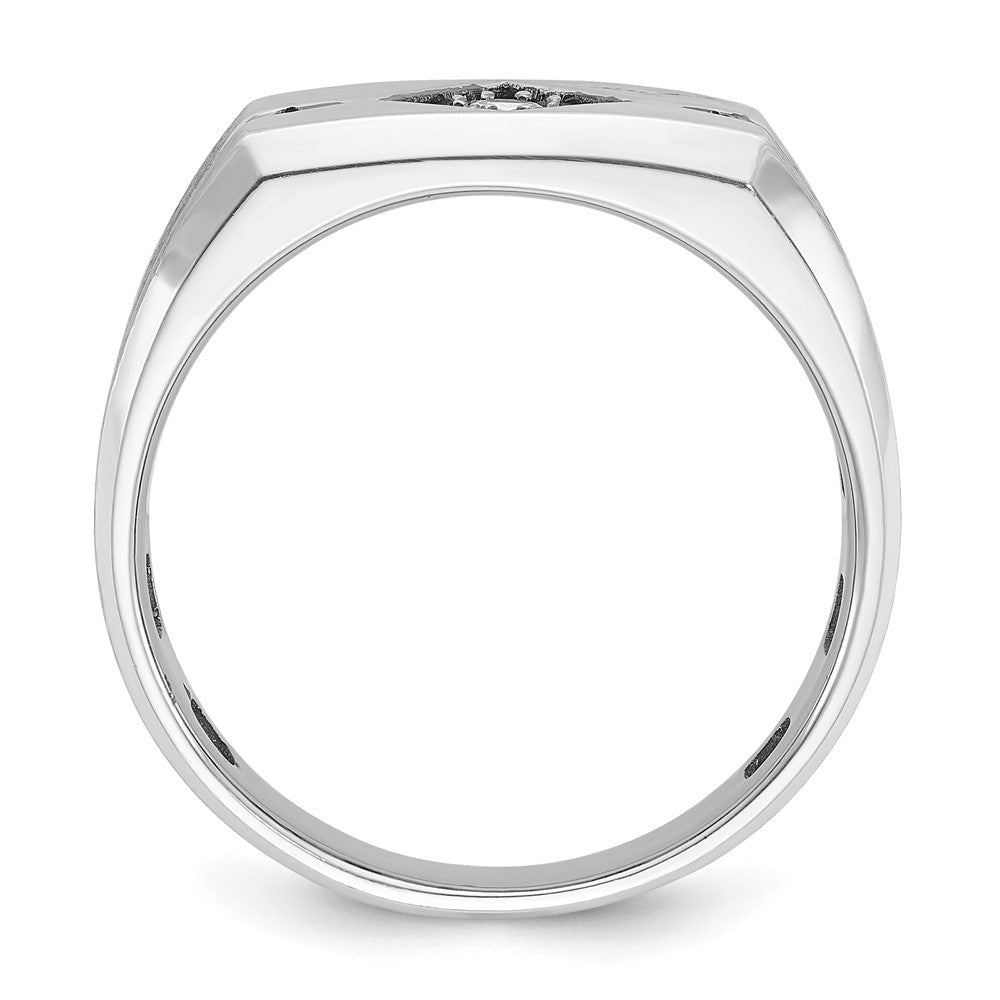 10k White Gold IBGoodman Men's Satin Black White Diamond Complete Ring