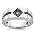 14k White Gold IBGoodman Men's Satin Black White Diamond Complete Ring