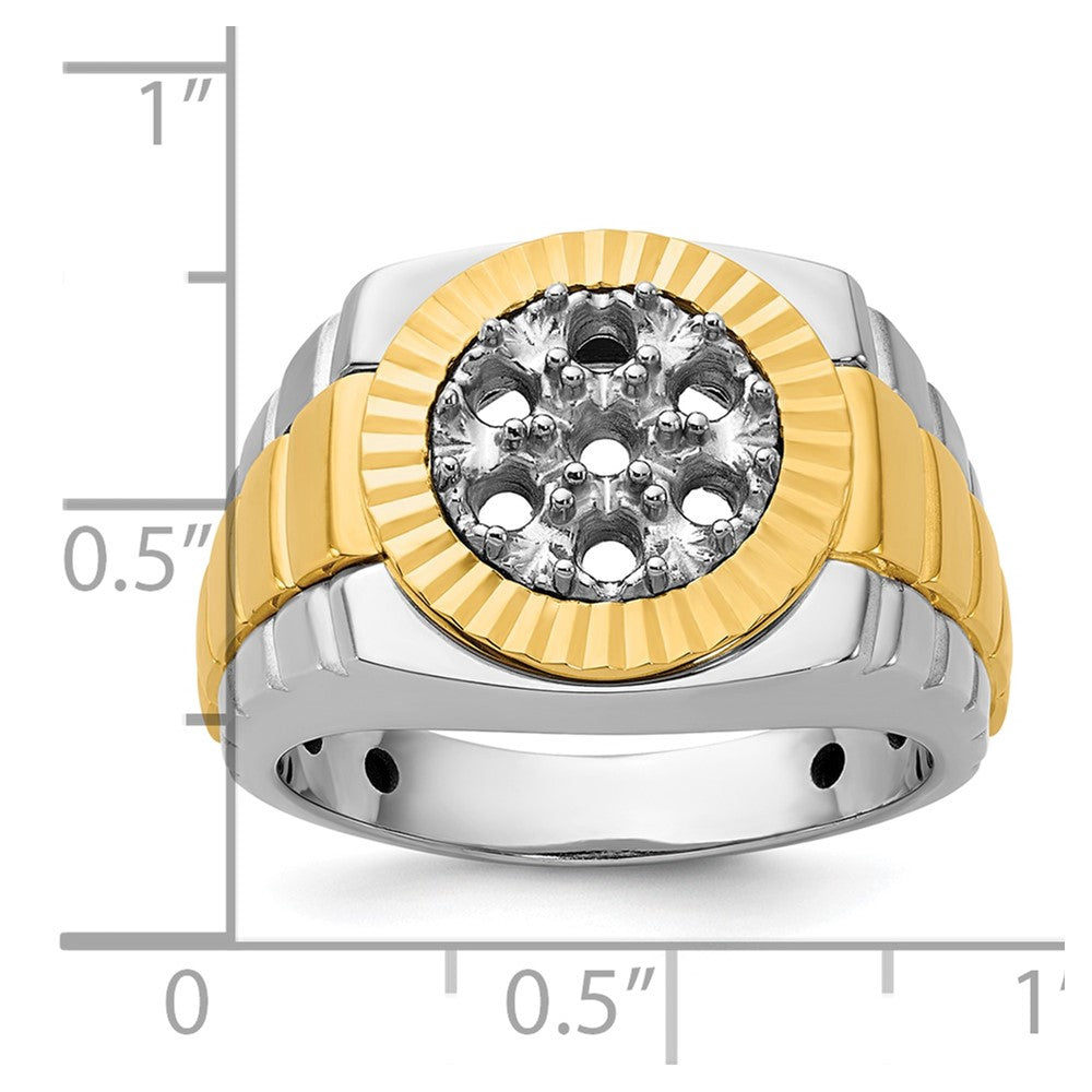 14k Two-tone IBGoodman Men's Polished Satin & Textured Ring Mounting