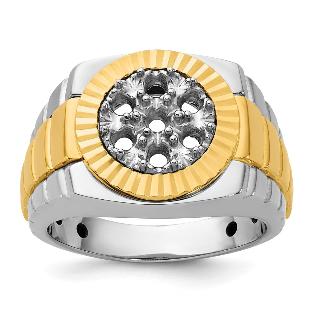 14k Two-tone IBGoodman Men's Polished Satin & Textured Ring Mounting