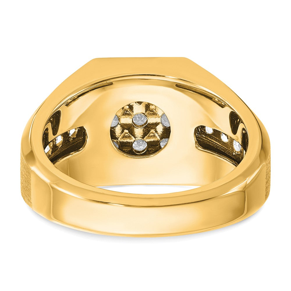 10k IBGoodman Men's Polished and Satin Diamond Square Cluster Ring