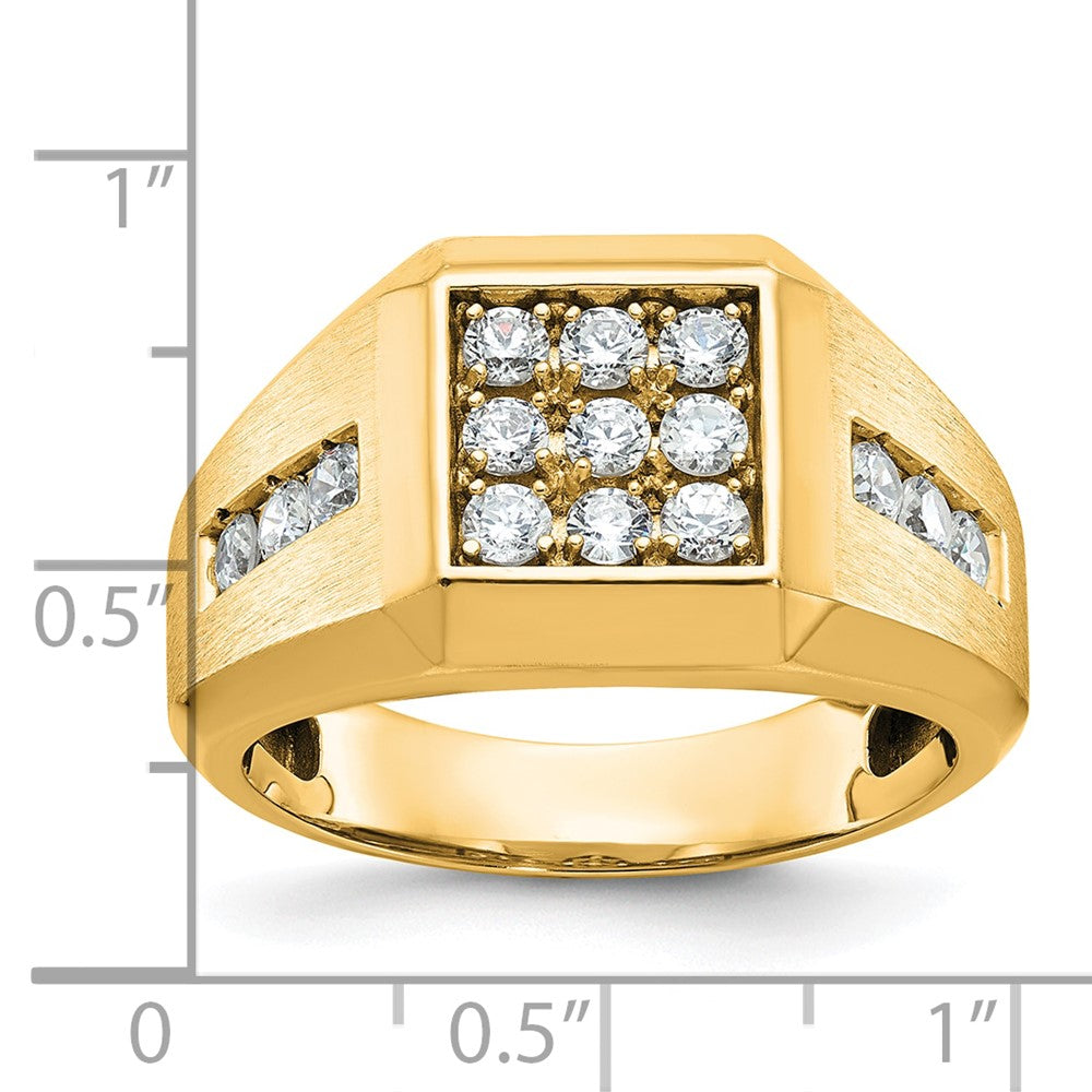 10k IBGoodman Men's Polished and Satin Diamond Square Cluster Ring