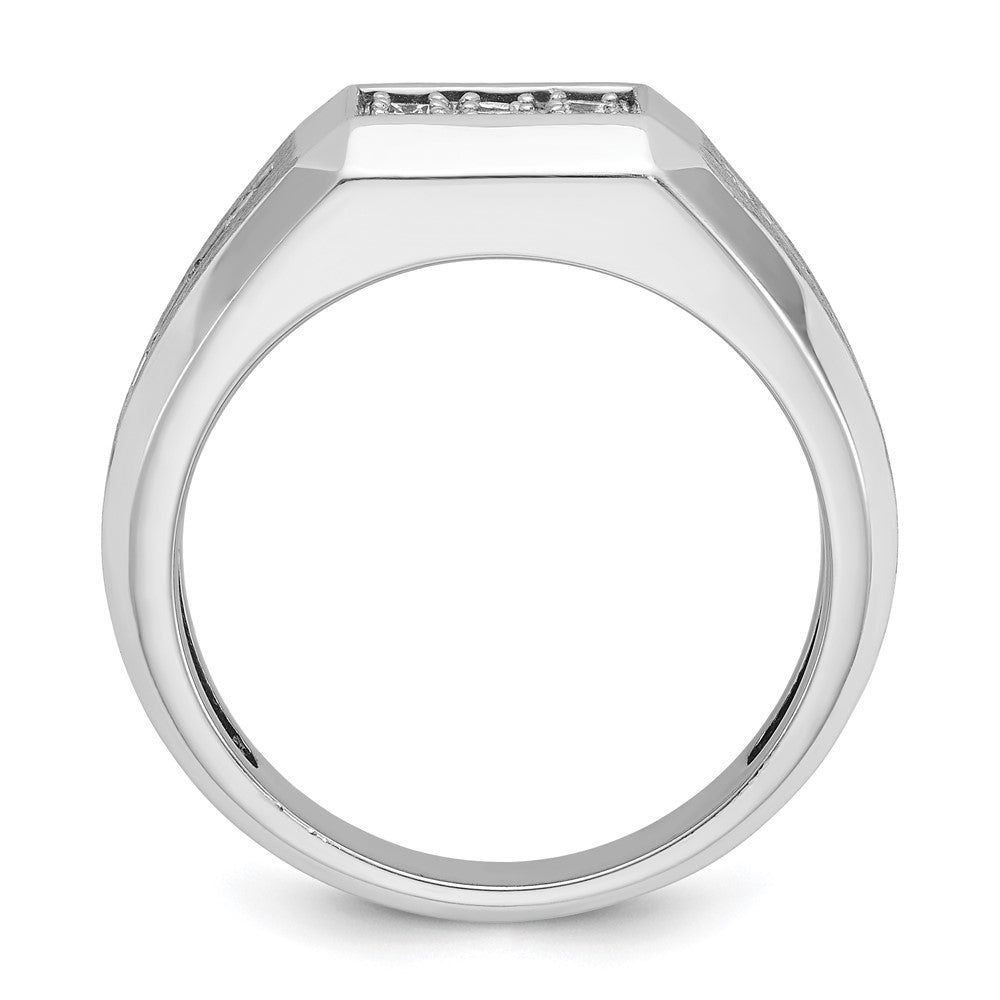 14kw IBGoodman Men's Polished and Satin Diamond Square Cluster Ring