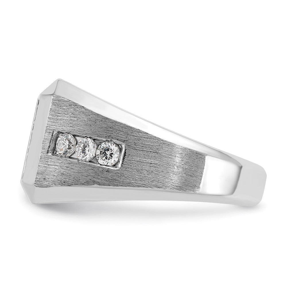 14kw IBGoodman Men's Polished and Satin Diamond Square Cluster Ring