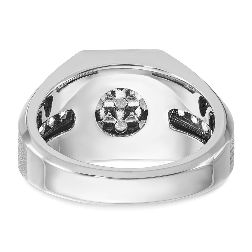 14kw IBGoodman Men's Polished and Satin Diamond Square Cluster Ring