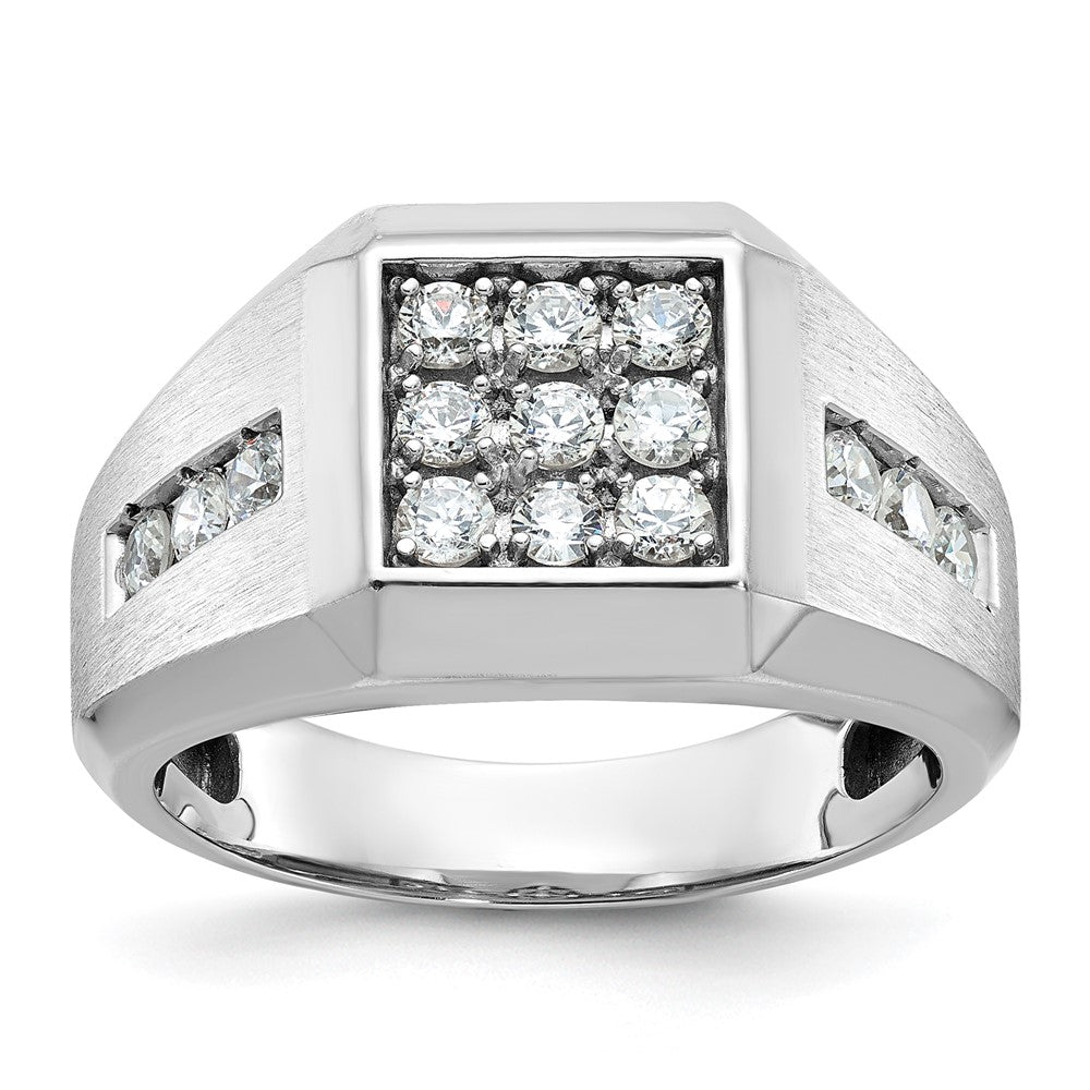 14kw IBGoodman Men's Polished and Satin Diamond Square Cluster Ring