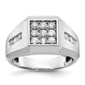 14kw IBGoodman Men's Polished and Satin Square Cluster Ring Mounting