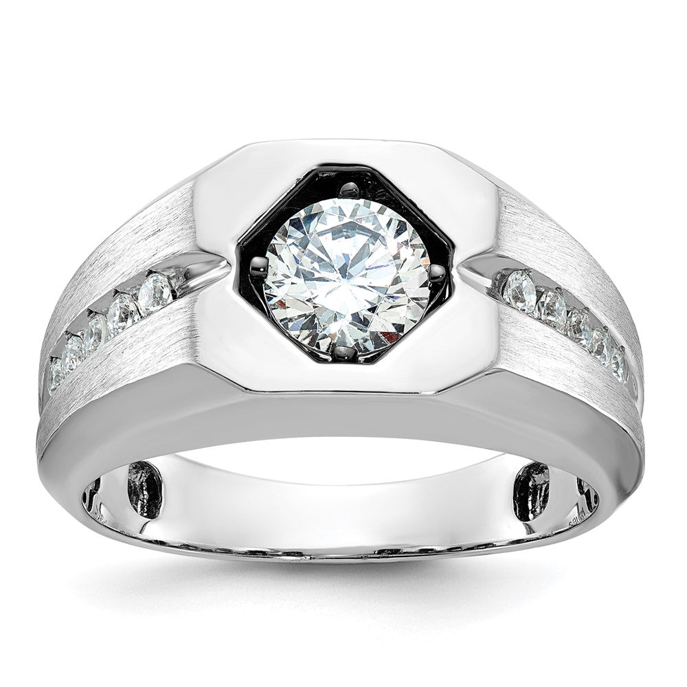 14k White Gold IBGoodman Men's Polished/Satin Diamond Semi-mount Ring