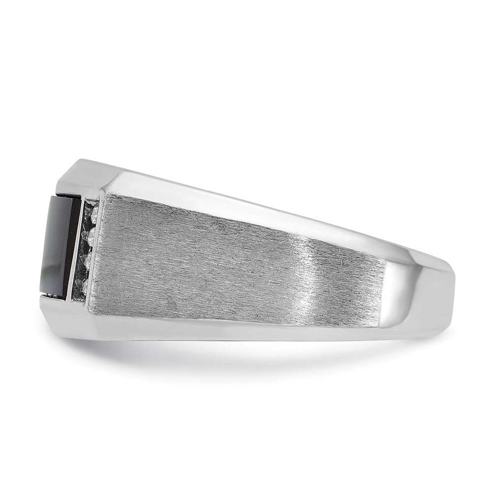 14k White Gold IBGoodman Men's Satin Onyx/Diamond Complete Ring