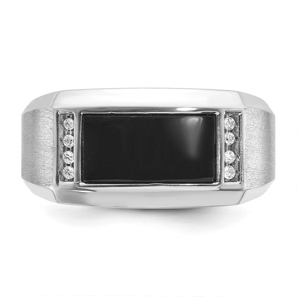 14k White Gold IBGoodman Men's Satin Onyx/Diamond Ring Mounting
