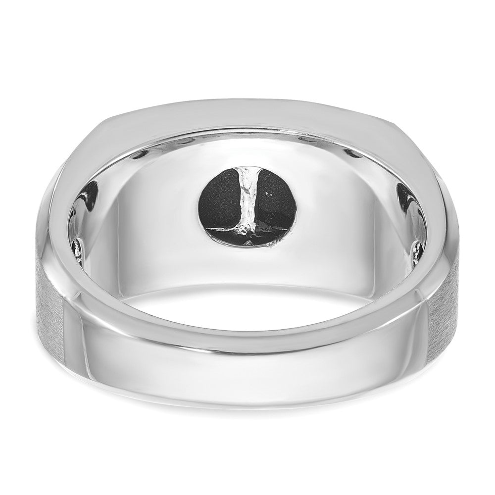14k White Gold IBGoodman Men's Satin Onyx/Diamond Complete Ring