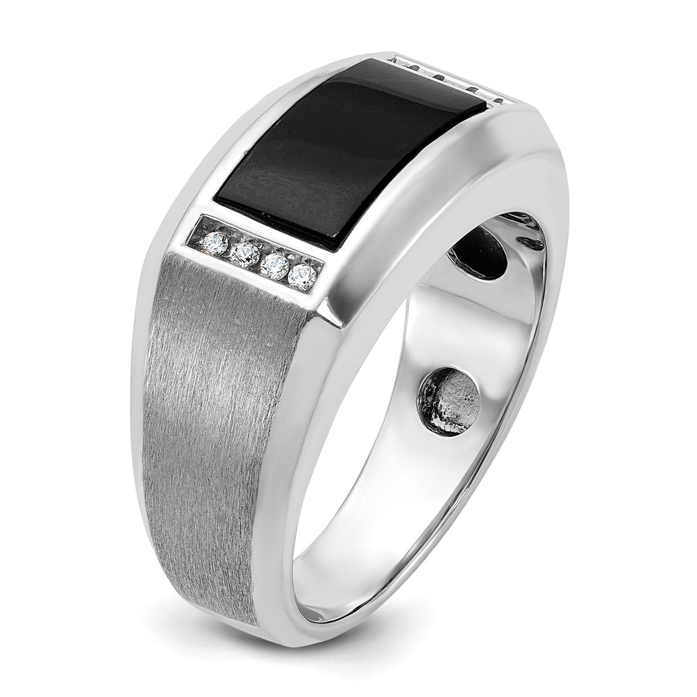 14k White Gold IBGoodman Men's Satin Onyx/Diamond Complete Ring