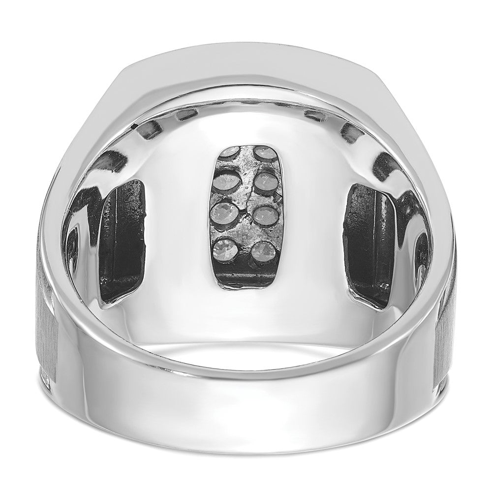 14k White Gold IBGoodman Men's Polished & Satin Diamond Cluster Ring
