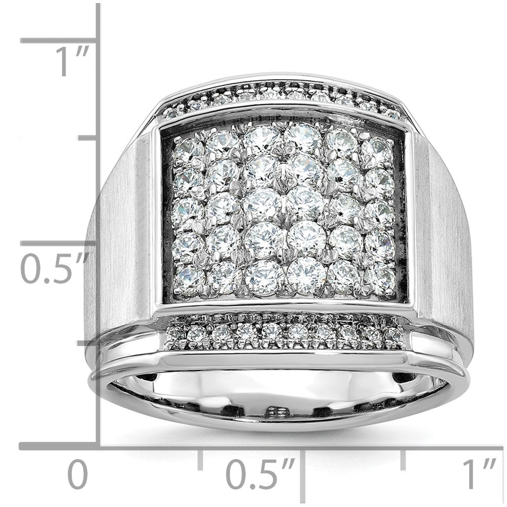 14k White Gold IBGoodman Men's Polished & Satin Diamond Cluster Ring