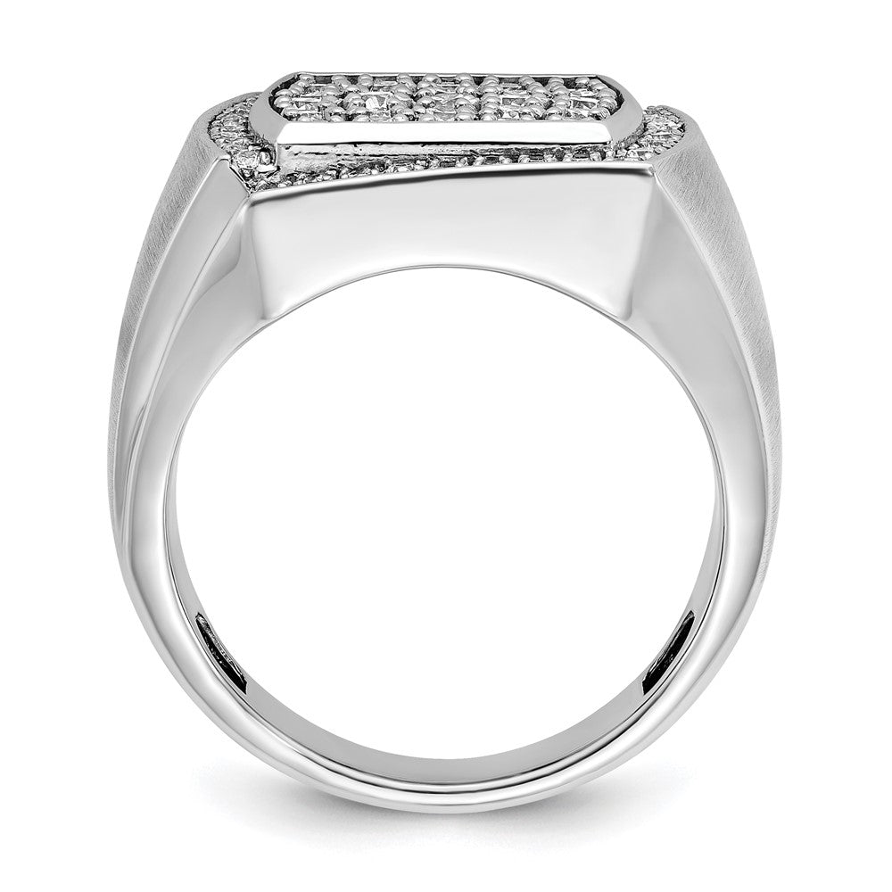 10k White Gold IBGoodman Men's Polished & Satin Diamond Cluster Ring