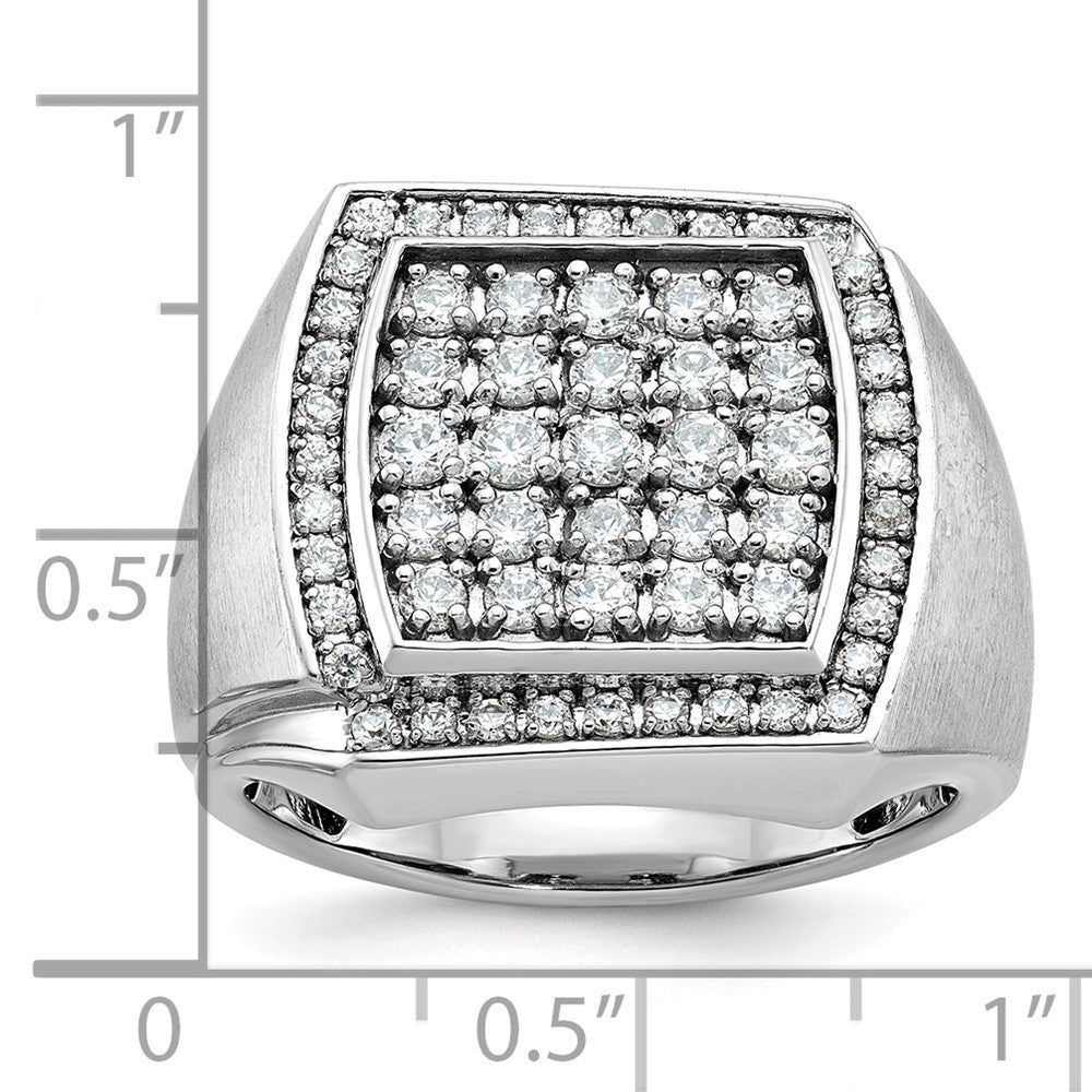 10k White Gold IBGoodman Men's Polished & Satin Diamond Cluster Ring
