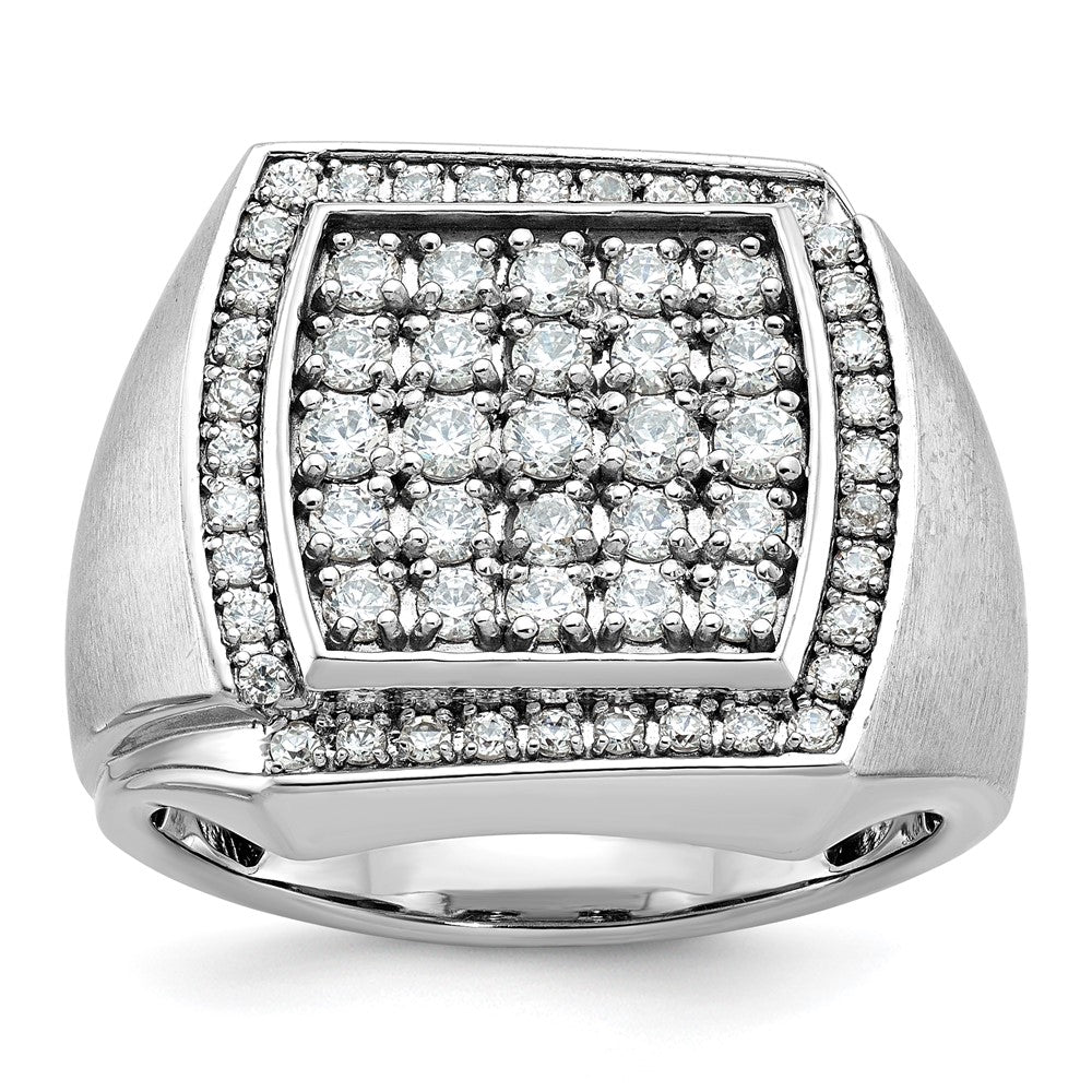 10k White Gold IBGoodman Men's Polished & Satin Diamond Cluster Ring