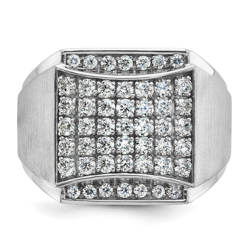 14k White Gold IBGoodman Men's Polished & Satin Diamond Cluster Ring