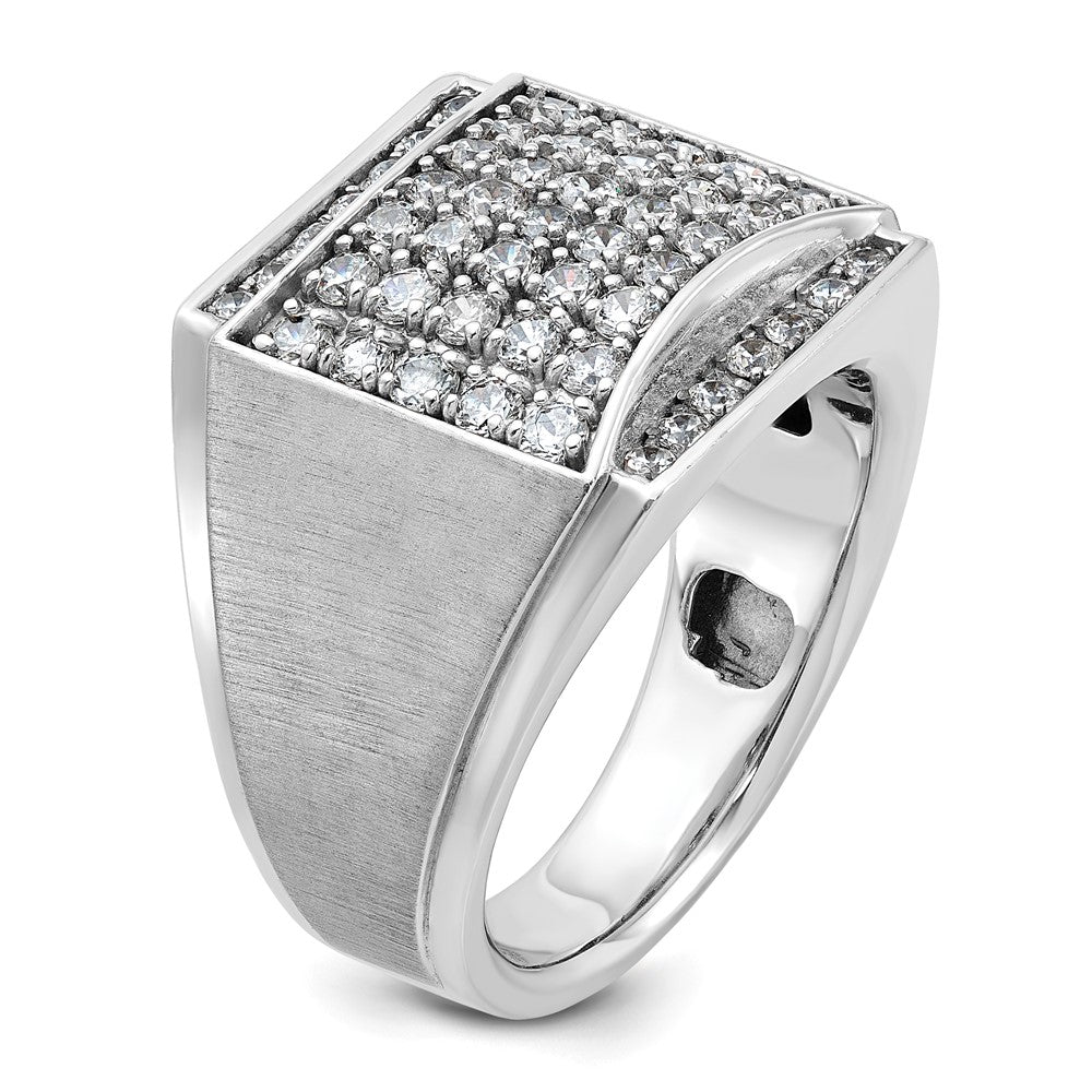 14k White Gold IBGoodman Men's Polished & Satin Diamond Cluster Ring